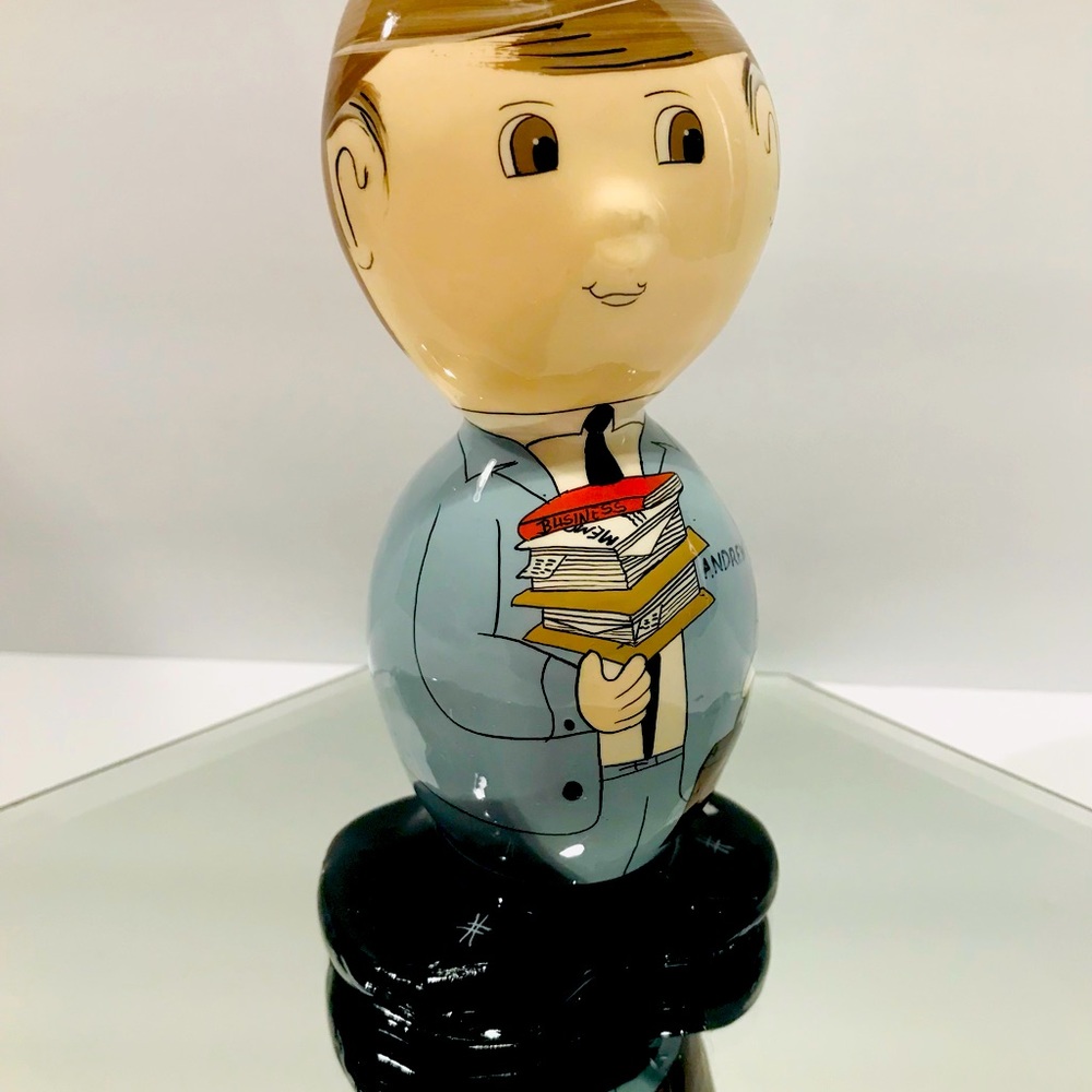 Vintage 1994 ROCK HEADS Paper Weight Teacher Andrew Hand Painted Signed
